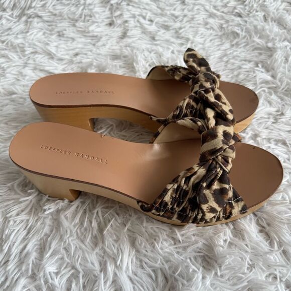 Loeffler Randall Leopard Print Regina Clog Heeled Sandals Size 8.5 - Picture 3 of 8